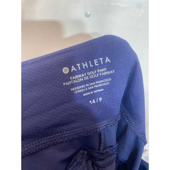 Athleta Women's Fairway Golf Pant Size 14P Petite Navy Blue Ankle Polyester - Picture 4 of 5